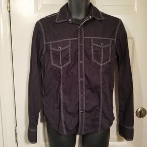 INC International Concepts Mens Black Pearl Snap